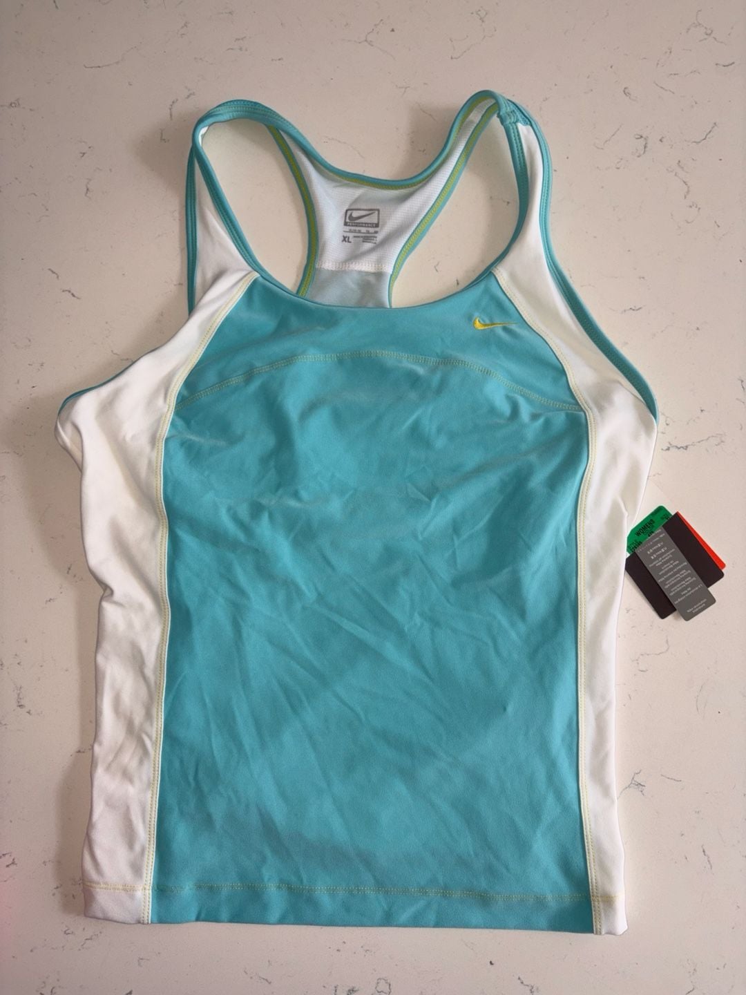 Nike Performance Tank Top Size XL Blue White Athletic Racerback 2