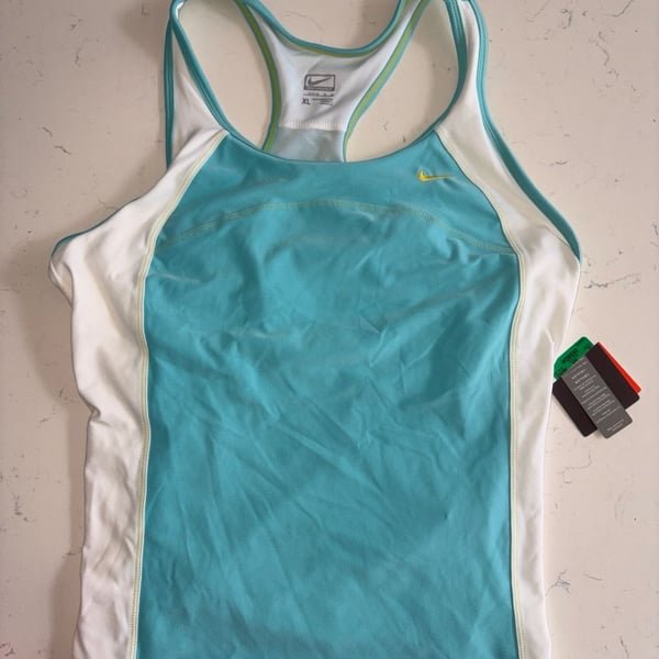 Nike Performance Tank Top Size XL Blue White Athletic Racerback
