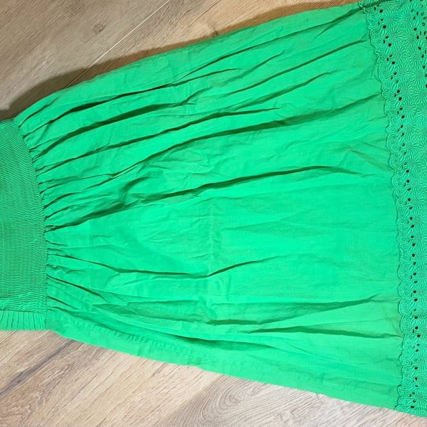 J.Crew Smocked Skirt Size XS Green Cotton Eyelet