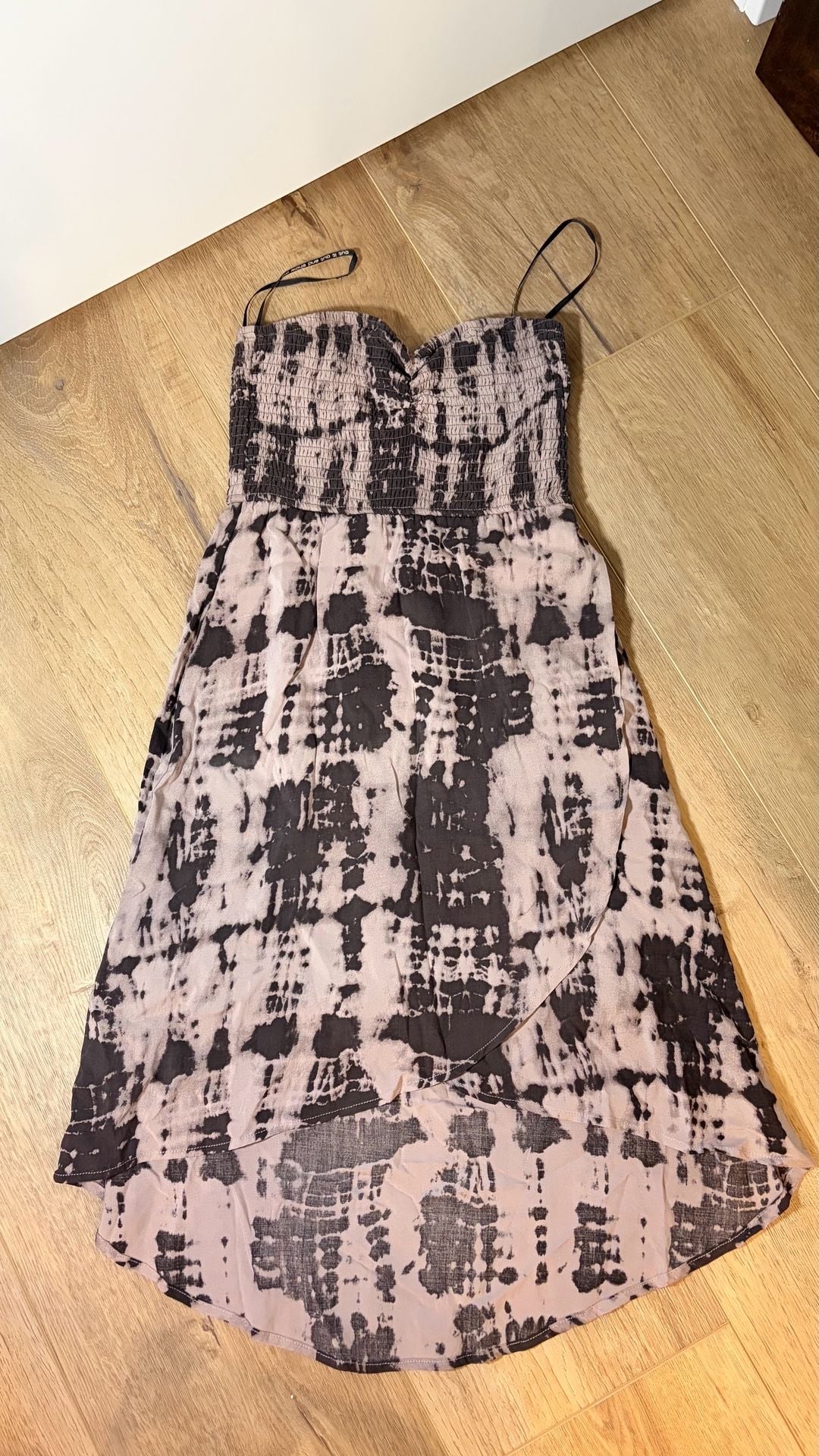 Volcom Tie Dye Smocked Maxi Dress Size XS Black Pink 2