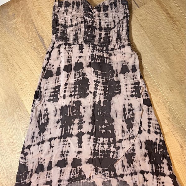 Volcom Tie Dye Smocked Maxi Dress Size XS Black Pink