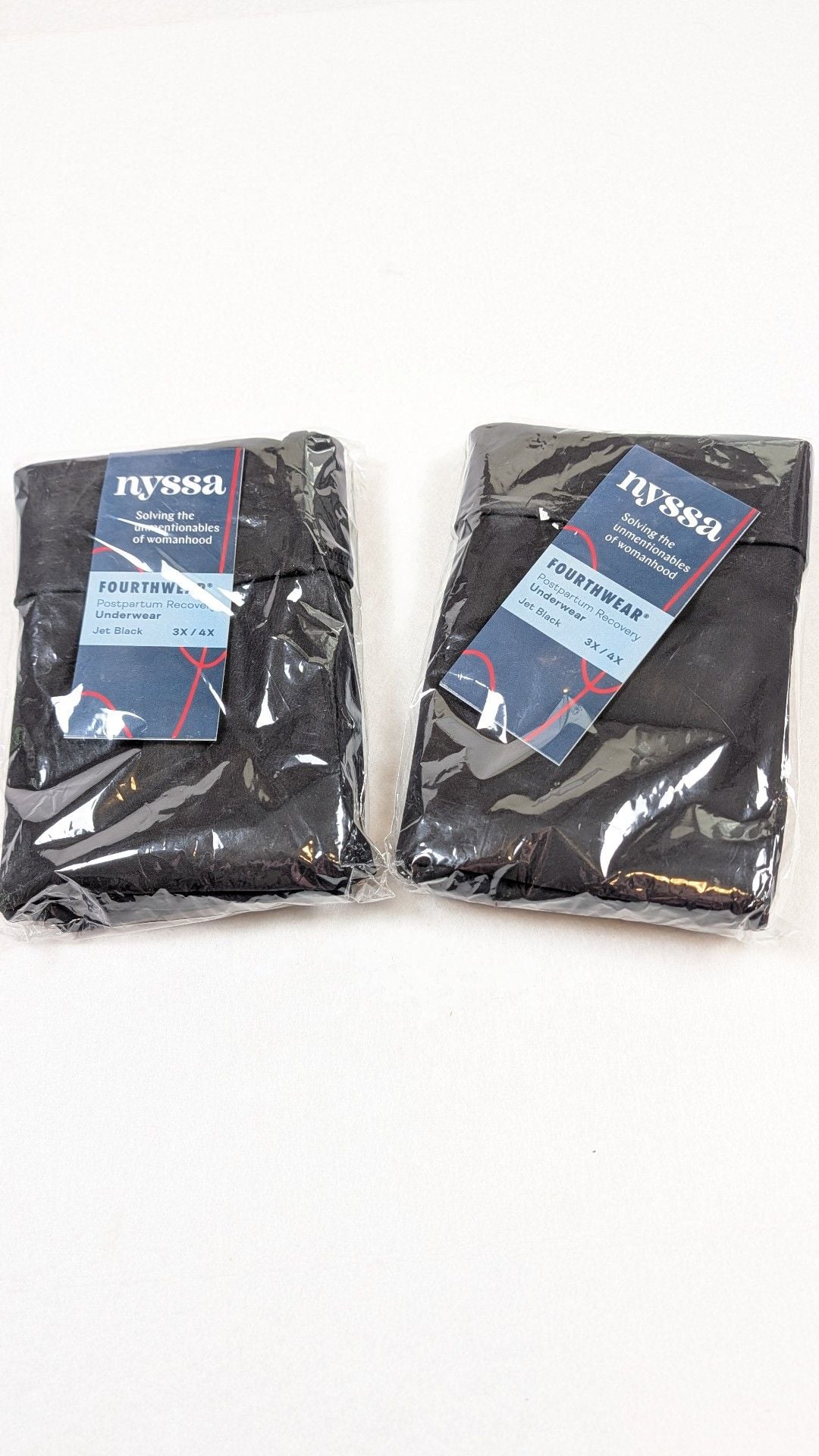 LOT OF 2 Nyssa Fourthwear Postpartum Recovery Underwear Jet Black 3X/4X NIP 2