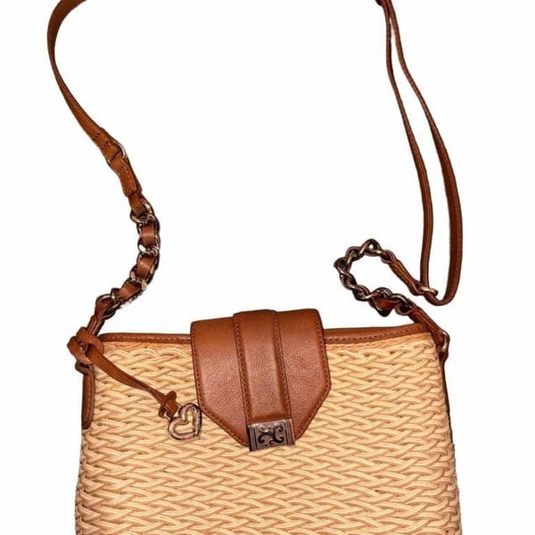 Brighton Findley Straw  Crossbody Bag Brown Woven