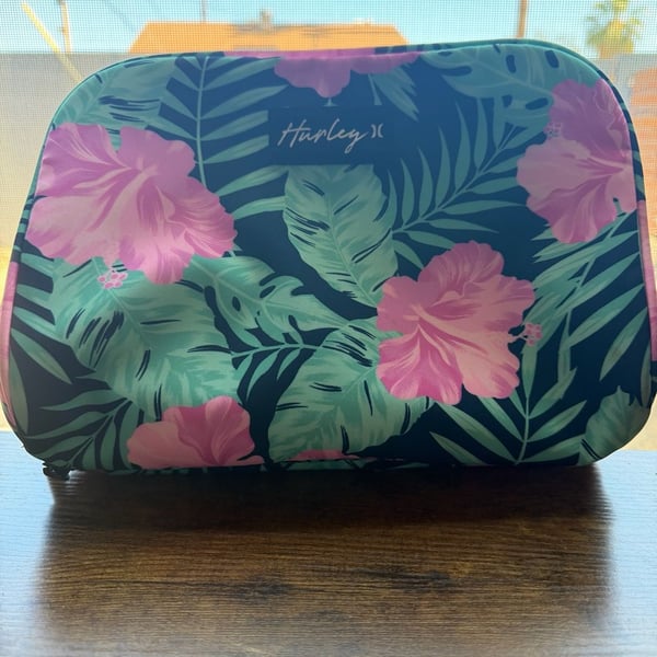 Hurley Tropical Floral Print Travel Cosmetic Bag Toiletry Pouch
