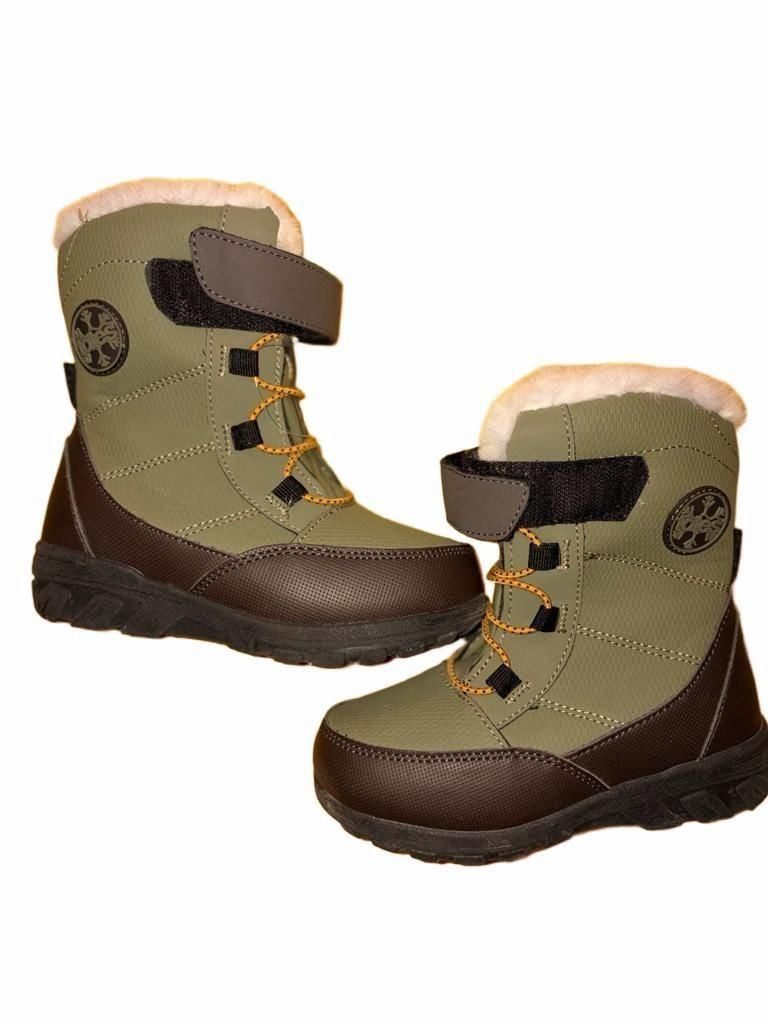 Totes Winter Boots Size 10 Olive Green Kids Zip Snow Boots 2