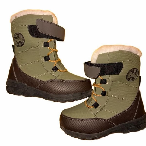 Totes Winter Boots Size 10 Olive Green Kids Zip Snow Boots