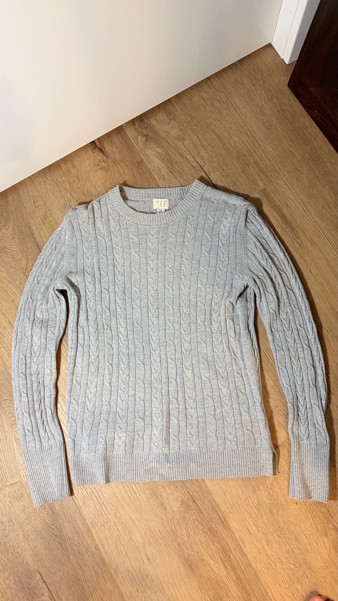 A New Day Cable-Knit Sweater Size XS Gray Crewneck Pullover 2