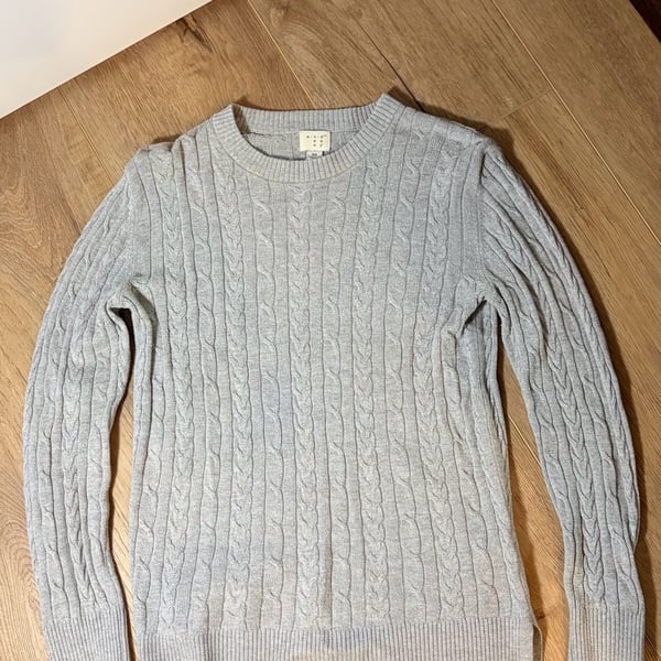 A New Day Cable-Knit Sweater Size XS Gray Crewneck Pullover