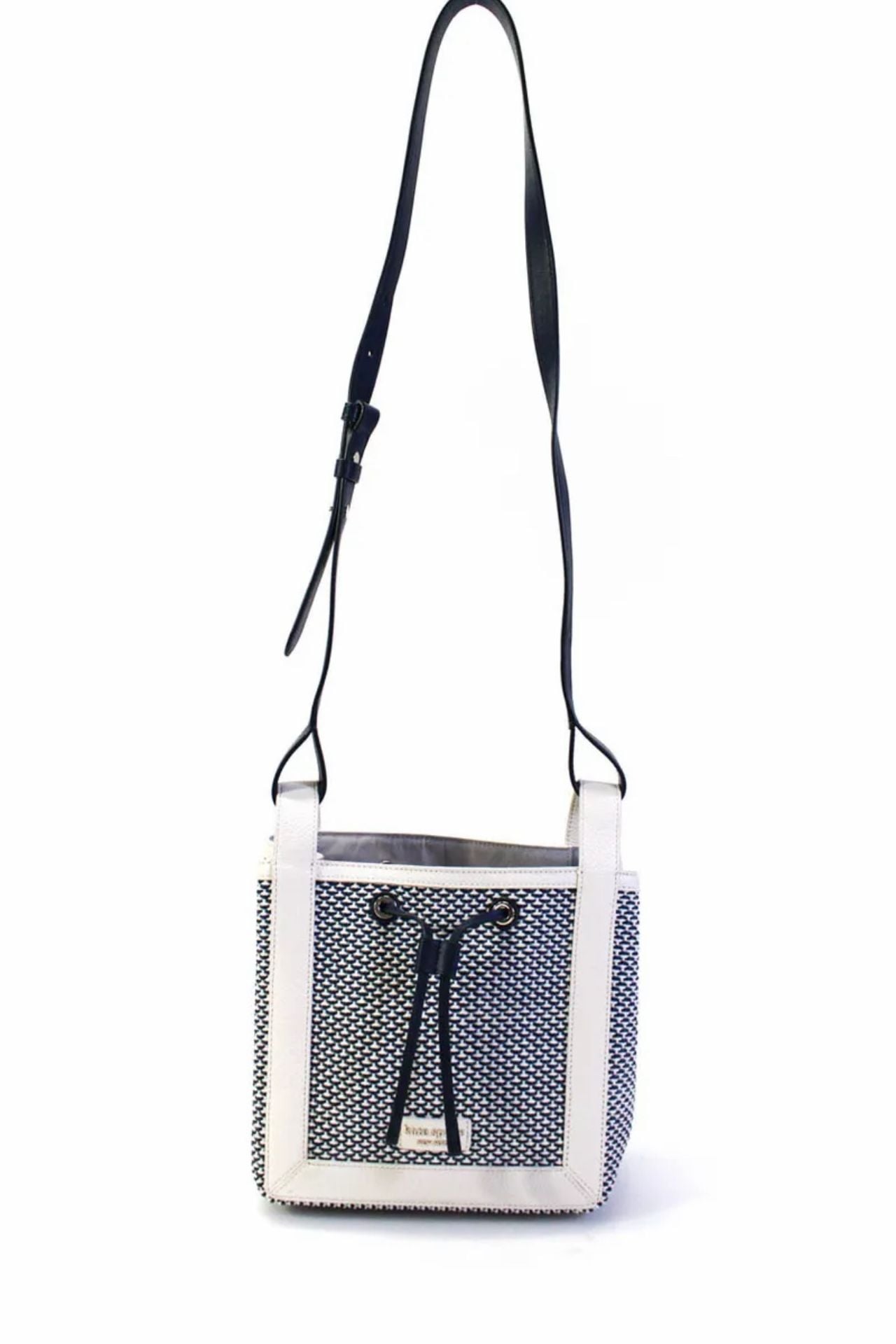 Kate Spade Small Bucket Bag Woven Blue White Crossbody Bag 2