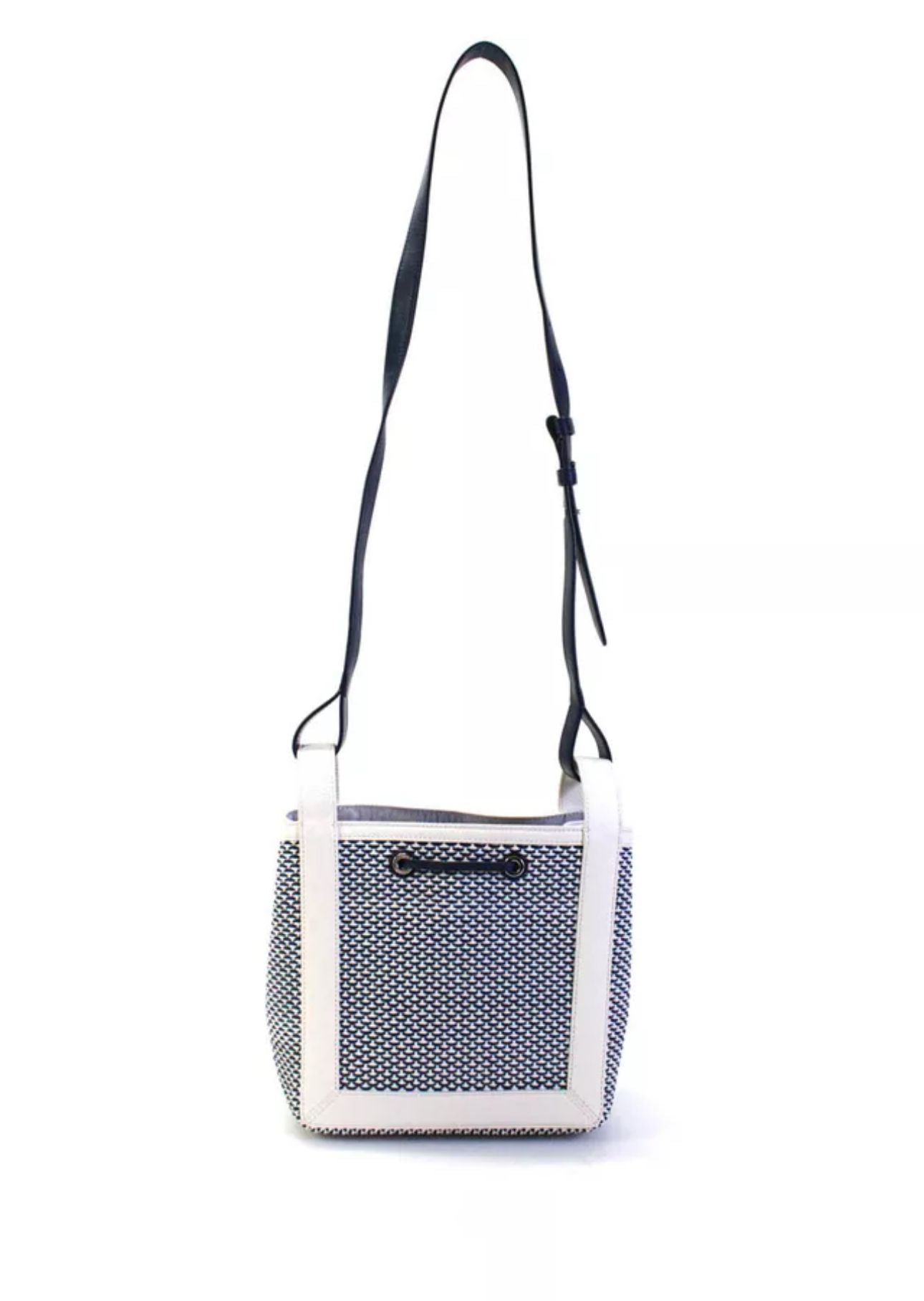 Kate Spade Small Bucket Bag Woven Blue White Crossbody Bag 3