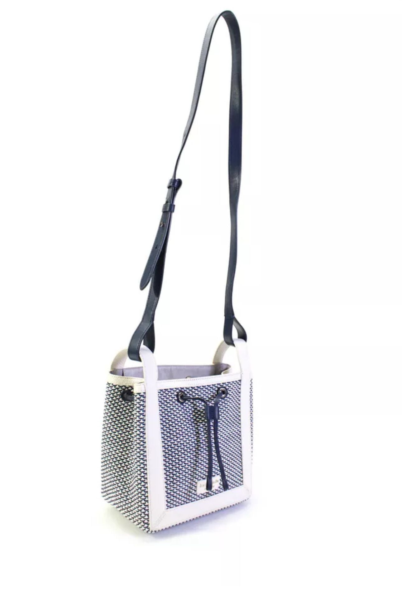 Kate Spade Small Bucket Bag Woven Blue White Crossbody Bag 5