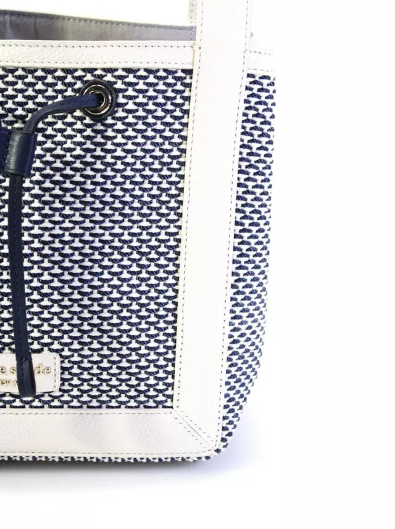 Kate Spade Small Bucket Bag Woven Blue White Crossbody Bag 6