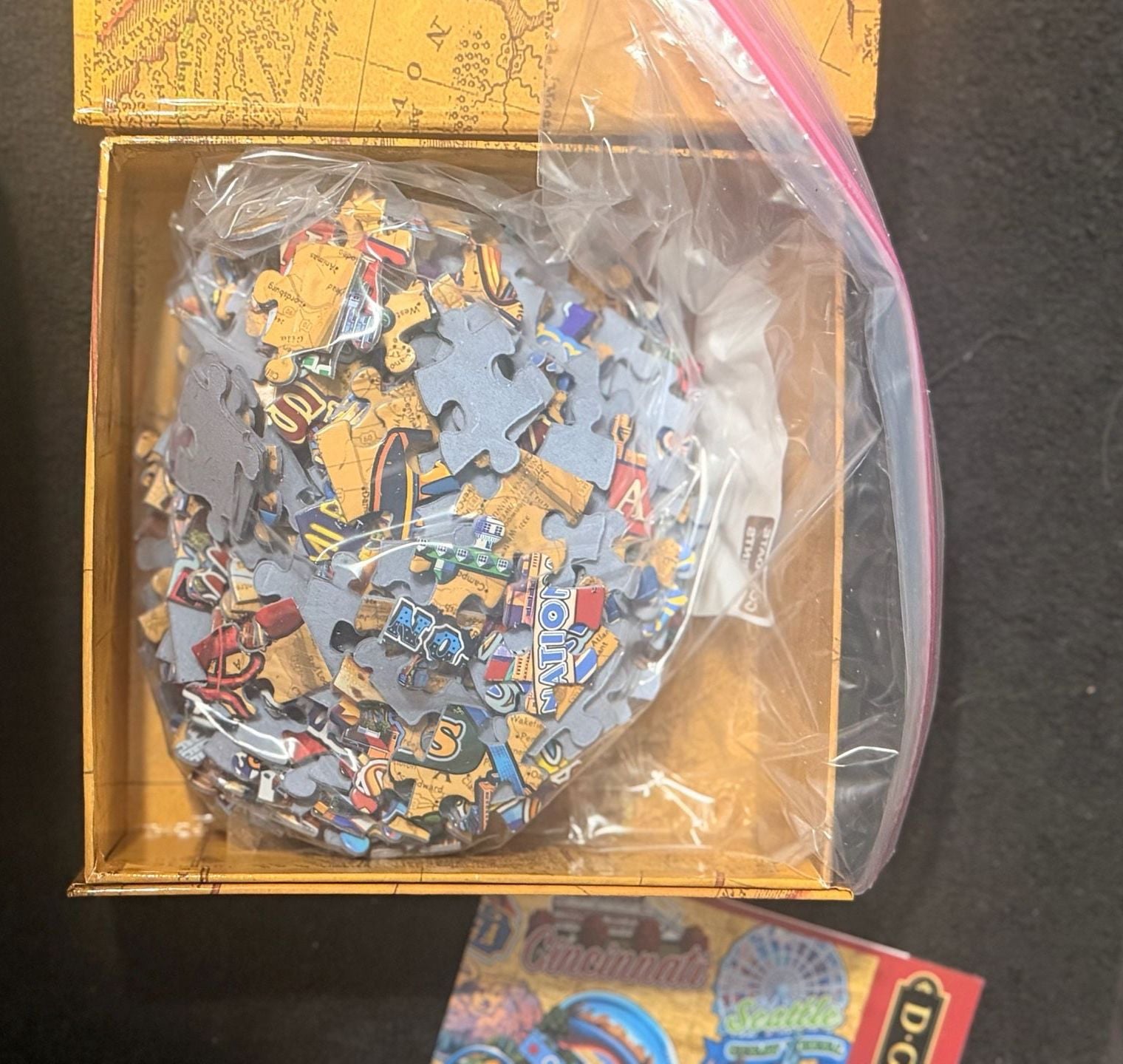 Travel America and Rome 300 Piece 16x20 Jigsaw Puzzle Dowdle Folk Art Stickers Label. Lot of 2 3