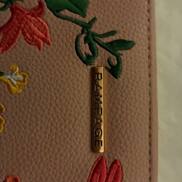 Rampage Floral Embroidered Pink Wallet