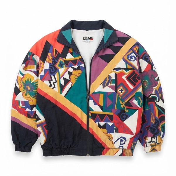 Head Sports Wear Vintage Abstract Windbreaker Size M Multi Color
