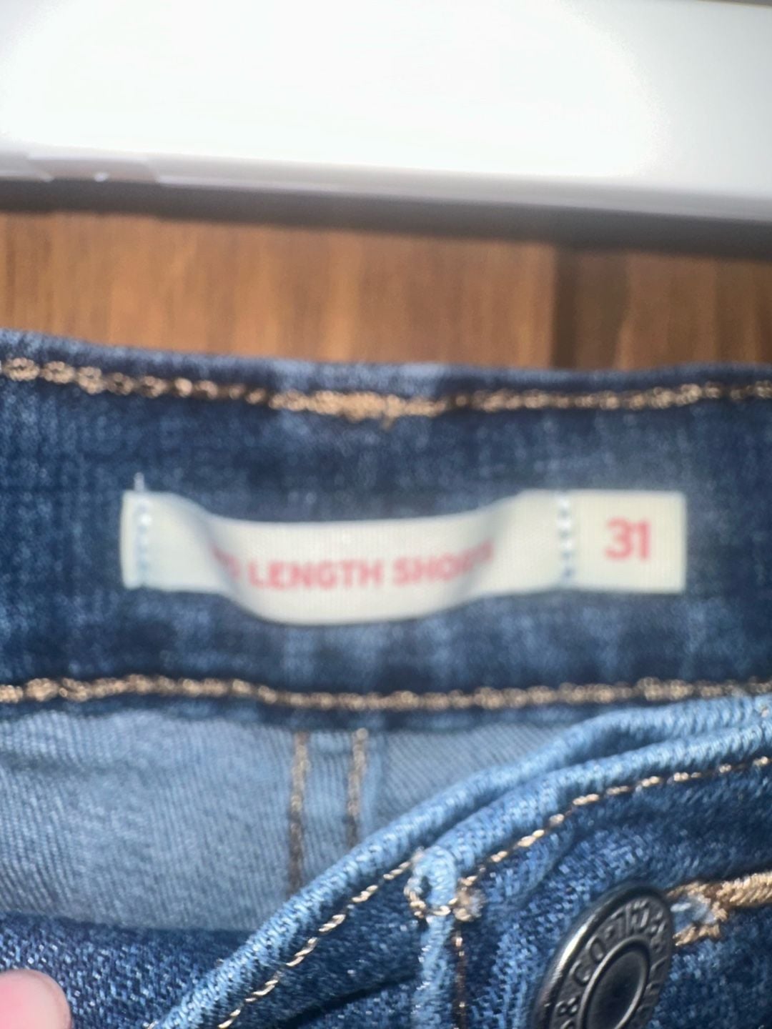 Levi's Mid Length Shorts Size 31 Blue Denim Cuffed Dark Wash 3