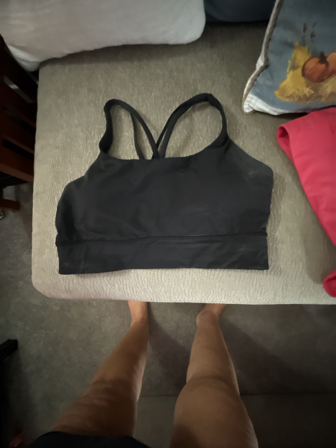Lululemon Energy Bra Size 12 Black Long Line Strappy Yoga Sports Top 2