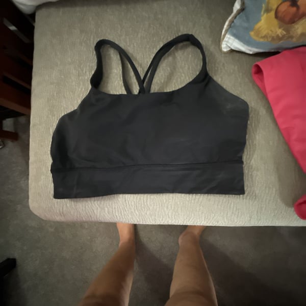 Lululemon Energy Bra Size 12 Black Long Line Strappy Yoga Sports Top