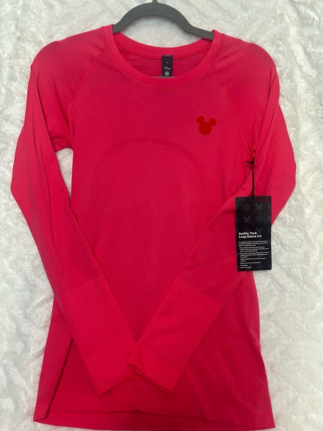 NWT Lululemon Swiftly Tech Long Sleeve 2.0 Disney Size 6 Pink 1