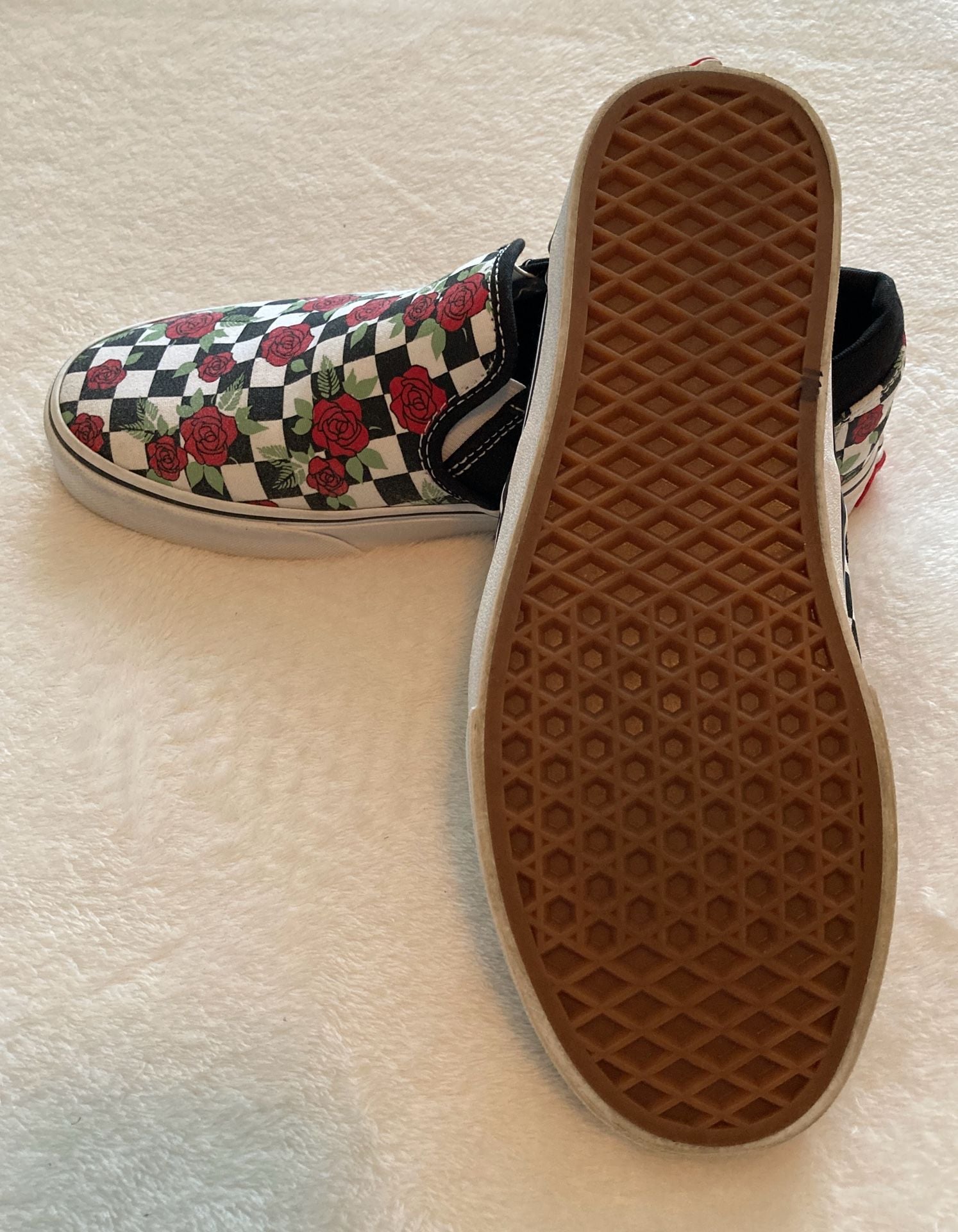 Vans Asher Checkerboard Rose Slip-On Skate Shoes Women’s Size 10 5