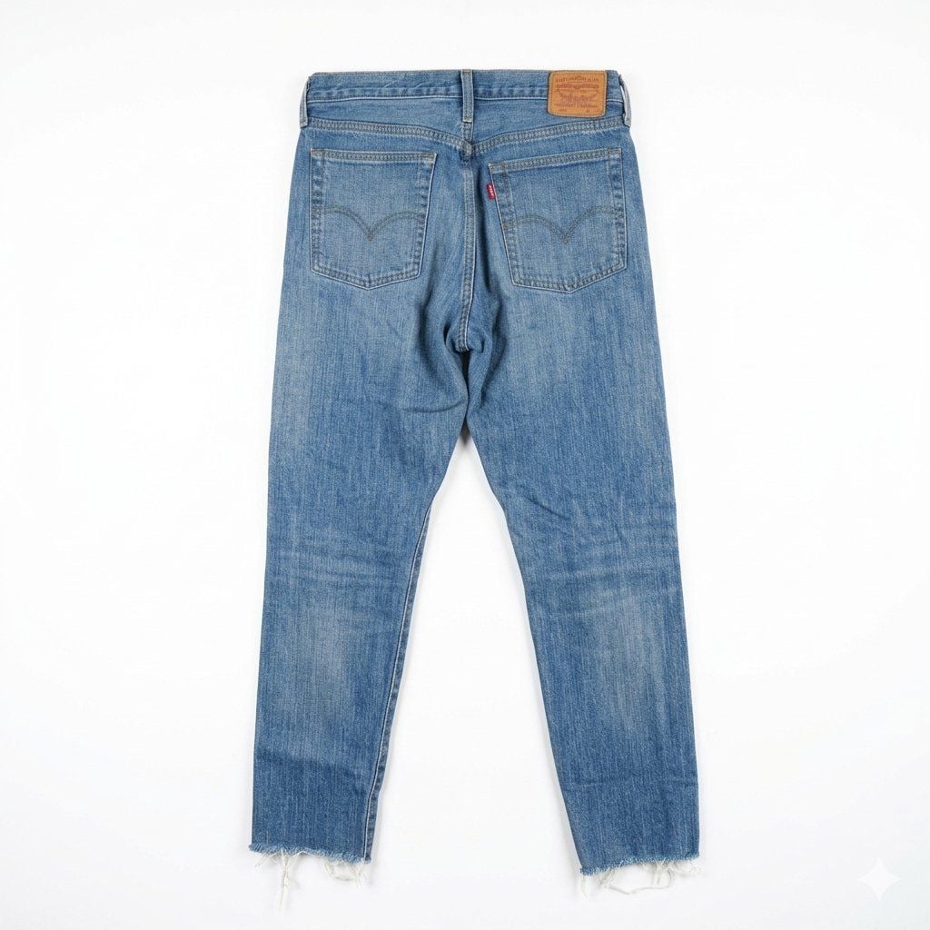 Levi's 721 High Rise Skinny Jeans Size W29 Blue Raw Hem 2