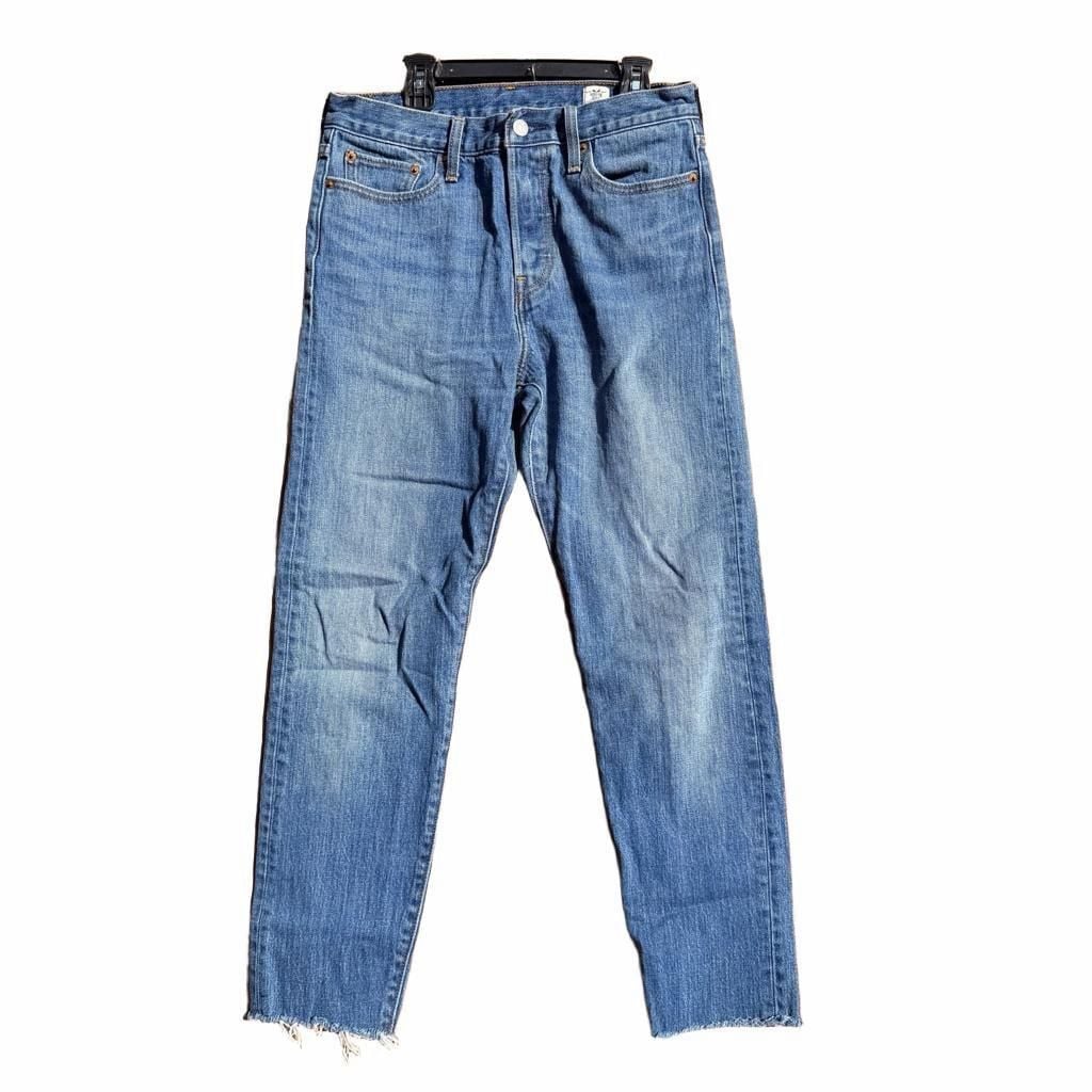 Levi's 721 High Rise Skinny Jeans Size W29 Blue Raw Hem 3