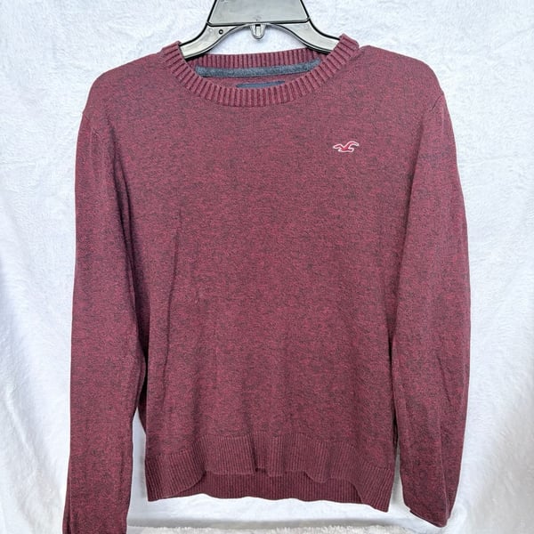 Hollister Crew Neck Sweater Size S Burgundy Heathered Long Sleeve Pullover