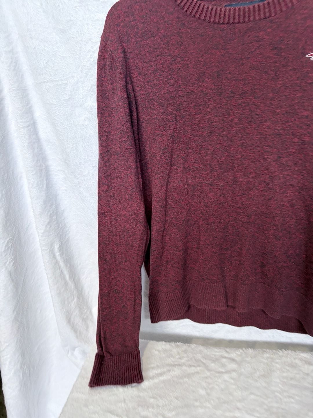 Hollister Crew Neck Sweater Size S Burgundy Heathered Long Sleeve Pullover 3