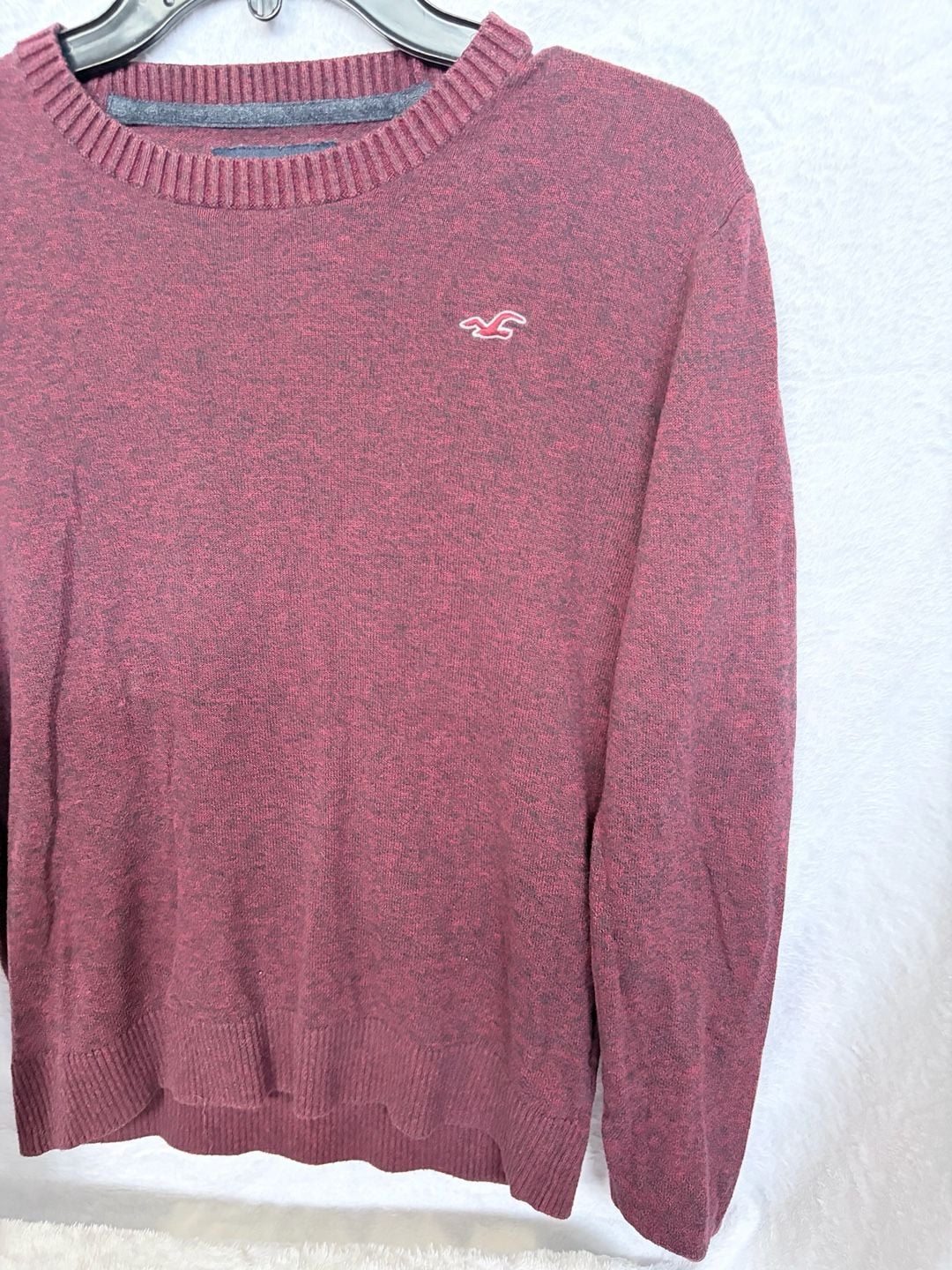 Hollister Crew Neck Sweater Size S Burgundy Heathered Long Sleeve Pullover 4