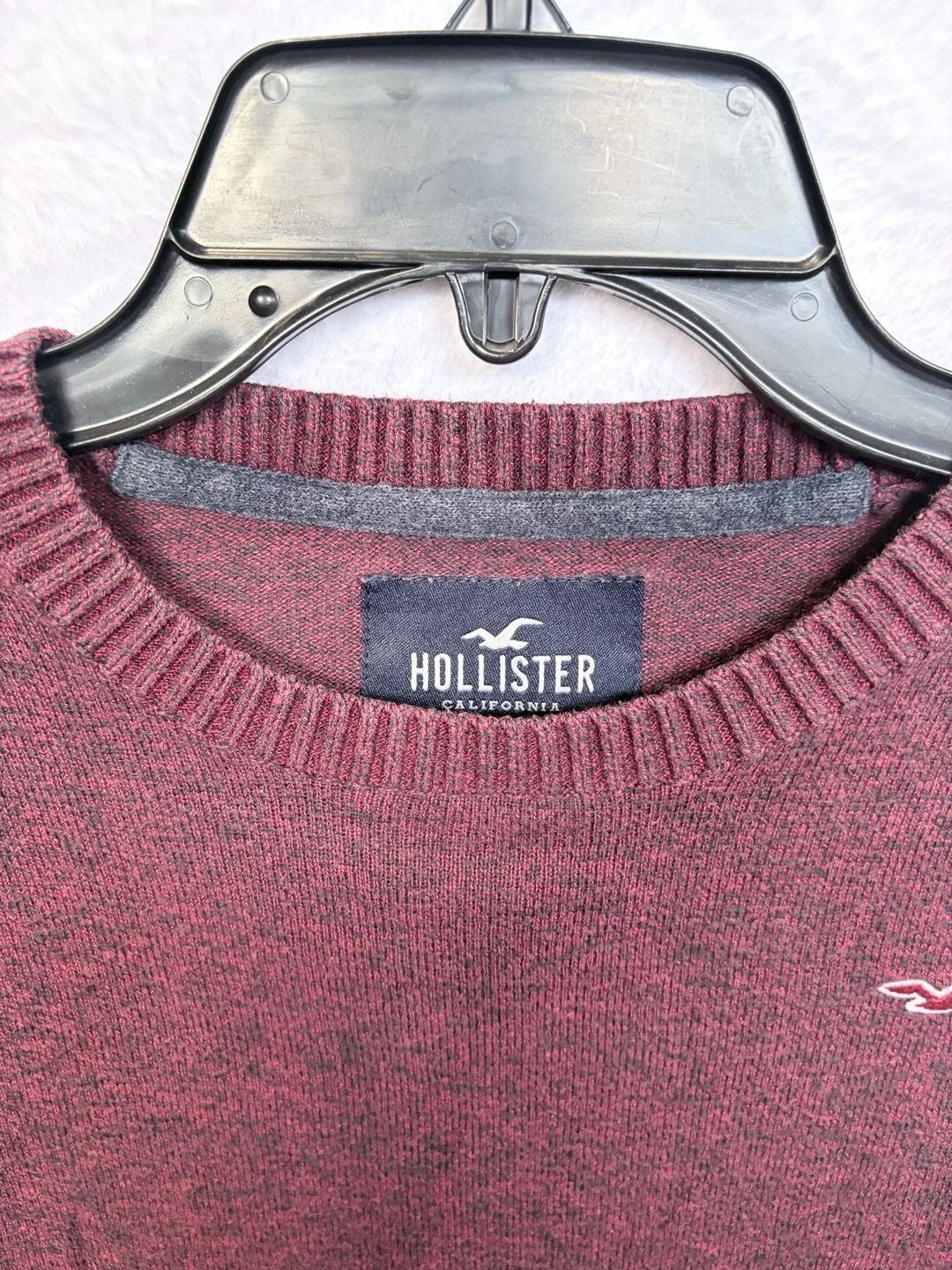 Hollister Crew Neck Sweater Size S Burgundy Heathered Long Sleeve Pullover 5