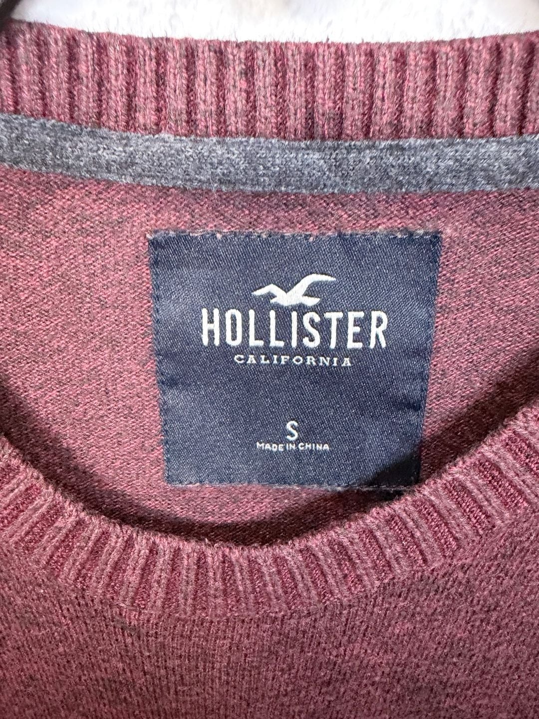 Hollister Crew Neck Sweater Size S Burgundy Heathered Long Sleeve Pullover 6