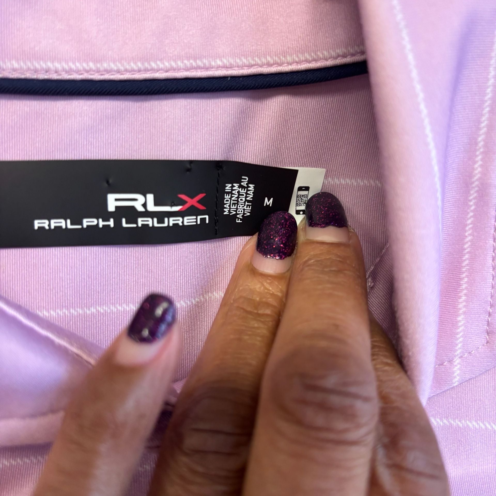 RLX Ralph Lauren Striped Polo Shirt Pink White Golf 10