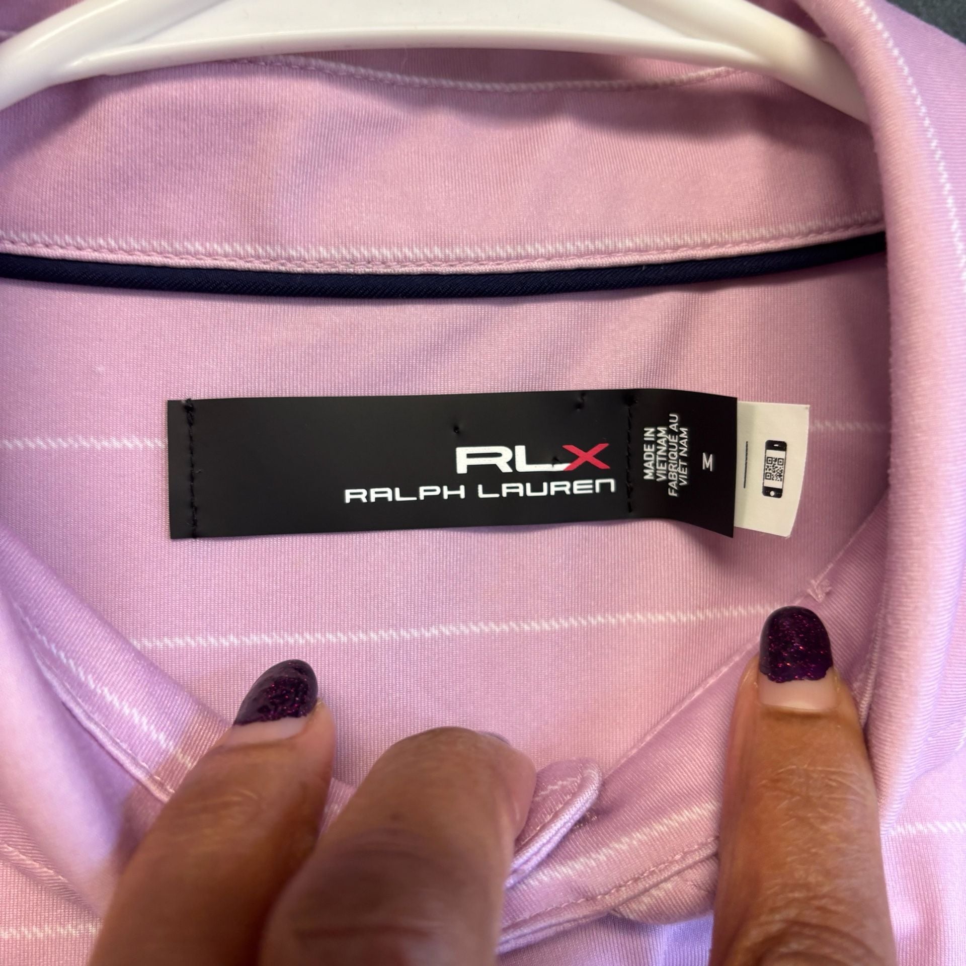 RLX Ralph Lauren Striped Polo Shirt Pink White Golf 11