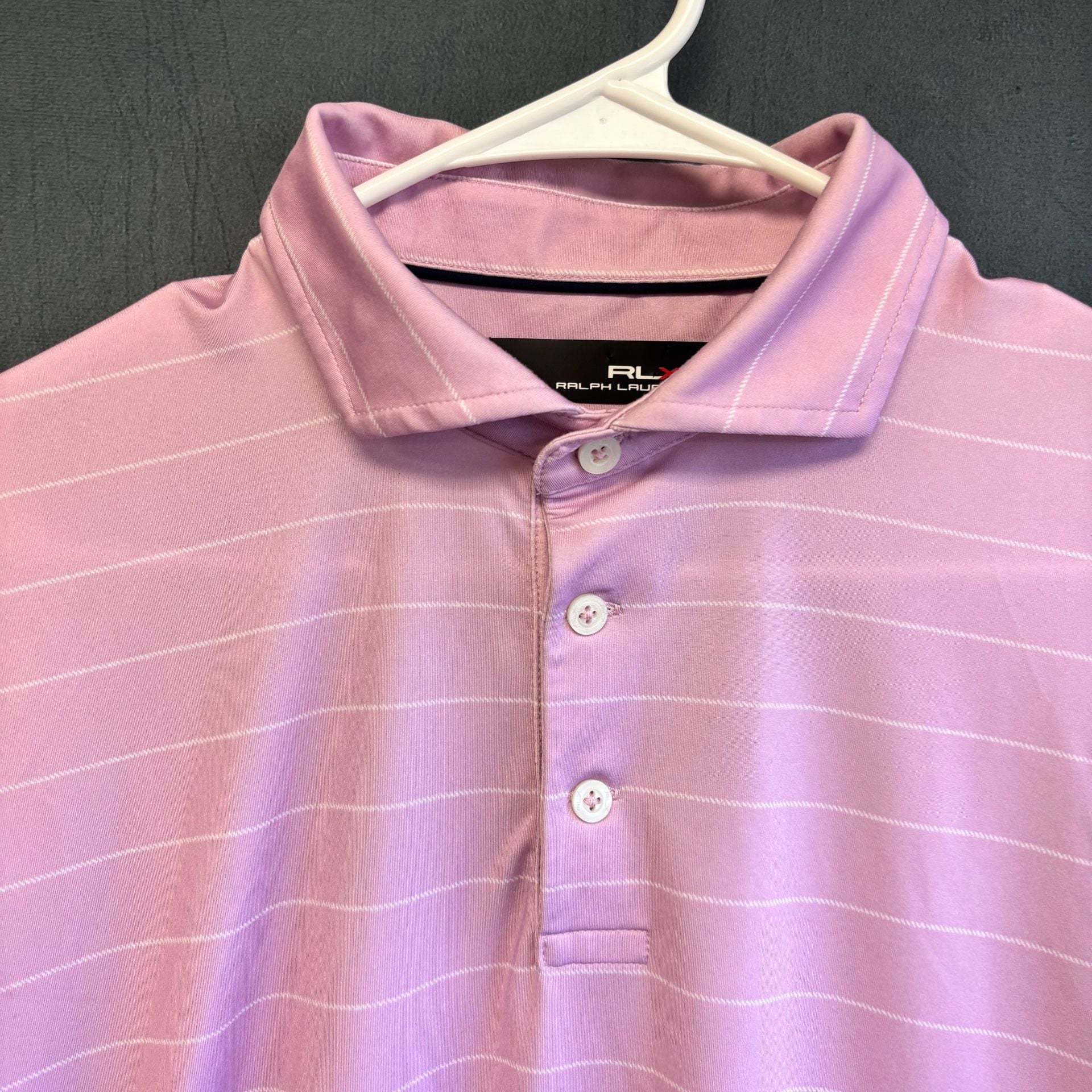 RLX Ralph Lauren Striped Polo Shirt Pink White Golf 13