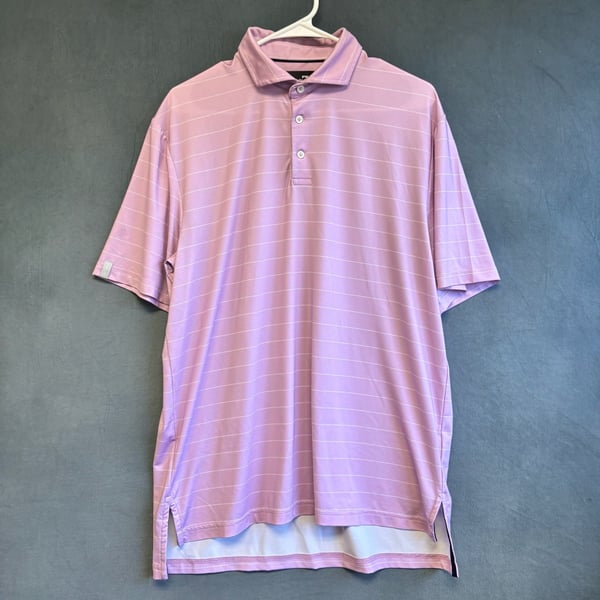 RLX Ralph Lauren Striped Polo Shirt Pink White Golf