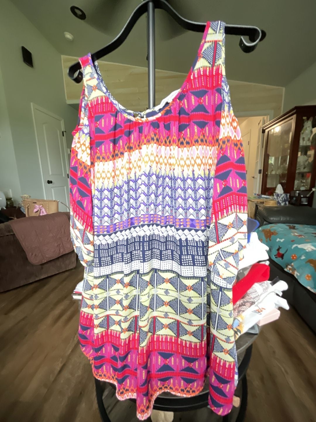 Collective Concepts Blouse Size M Multicolor Abstract Boho Cold Shoulder 2
