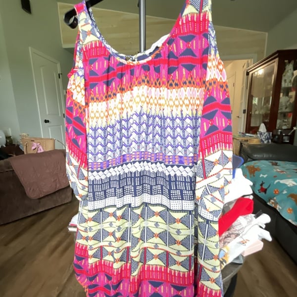 Collective Concepts Blouse Size M Multicolor Abstract Boho Cold Shoulder