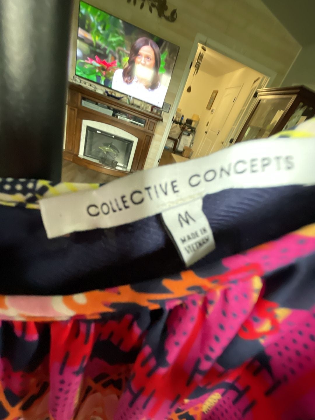 Collective Concepts Blouse Size M Multicolor Abstract Boho Cold Shoulder 3