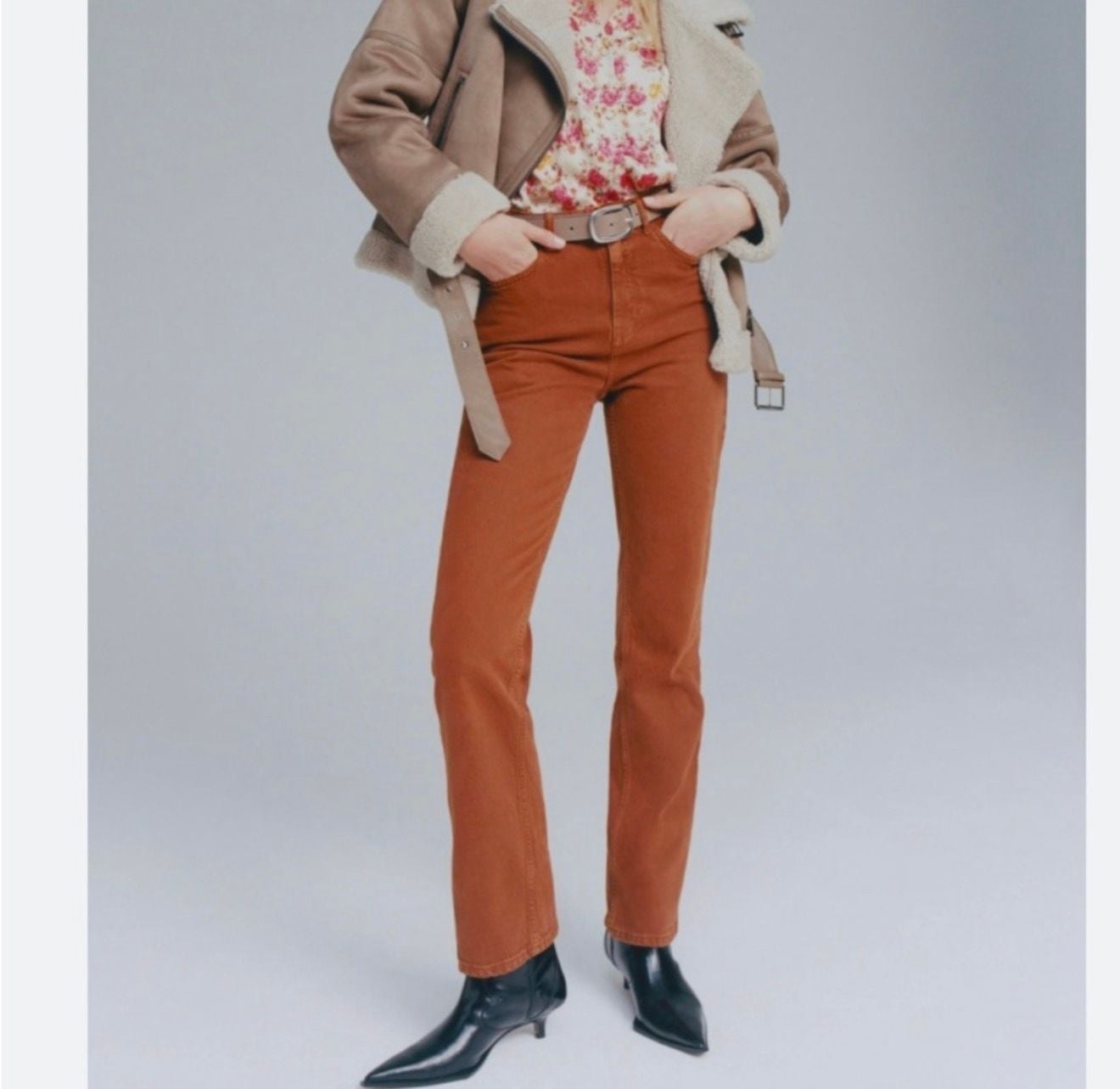 Zara Straight Leg Pants Size 4 Orange Denim 2