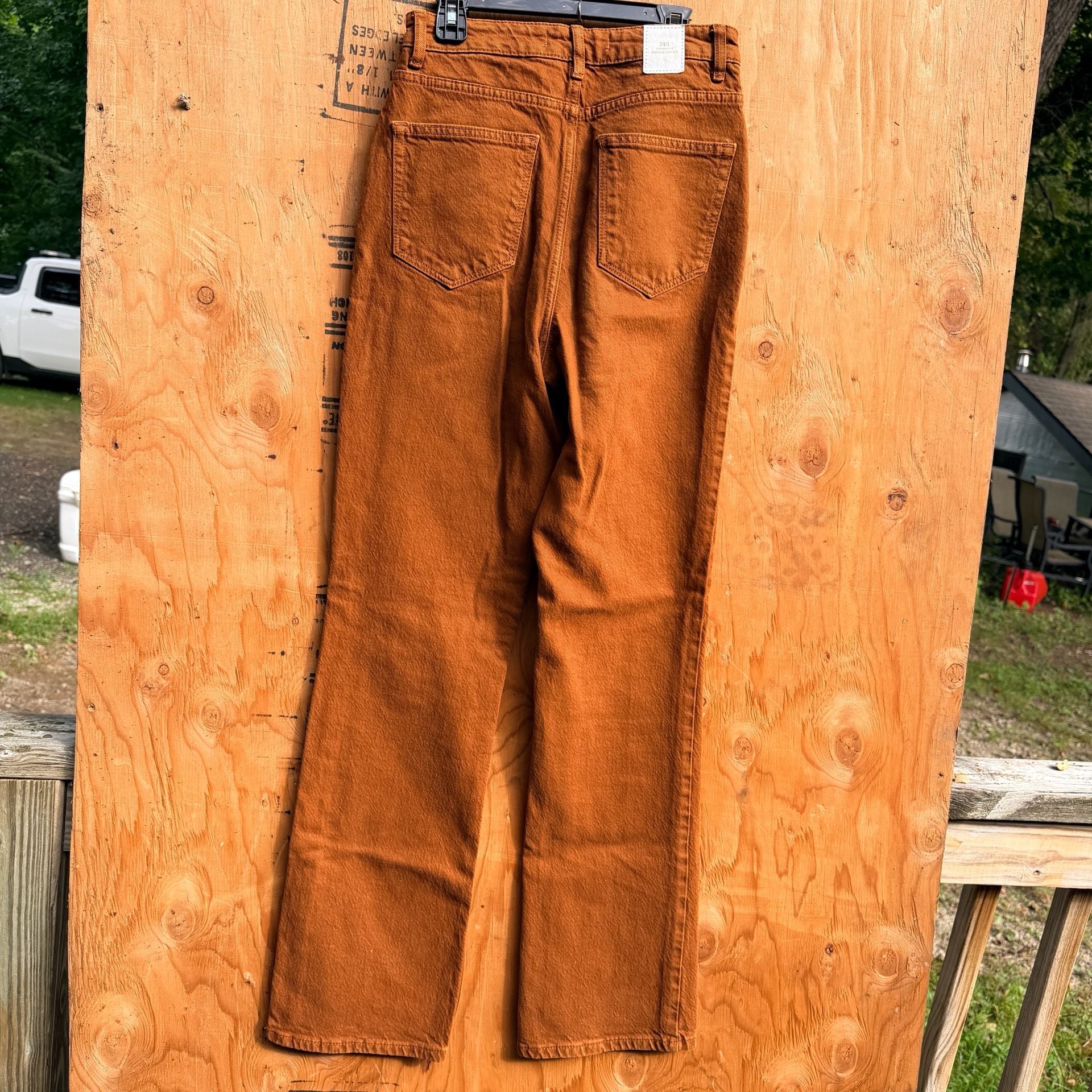 Zara Straight Leg Pants Size 4 Orange Denim 4