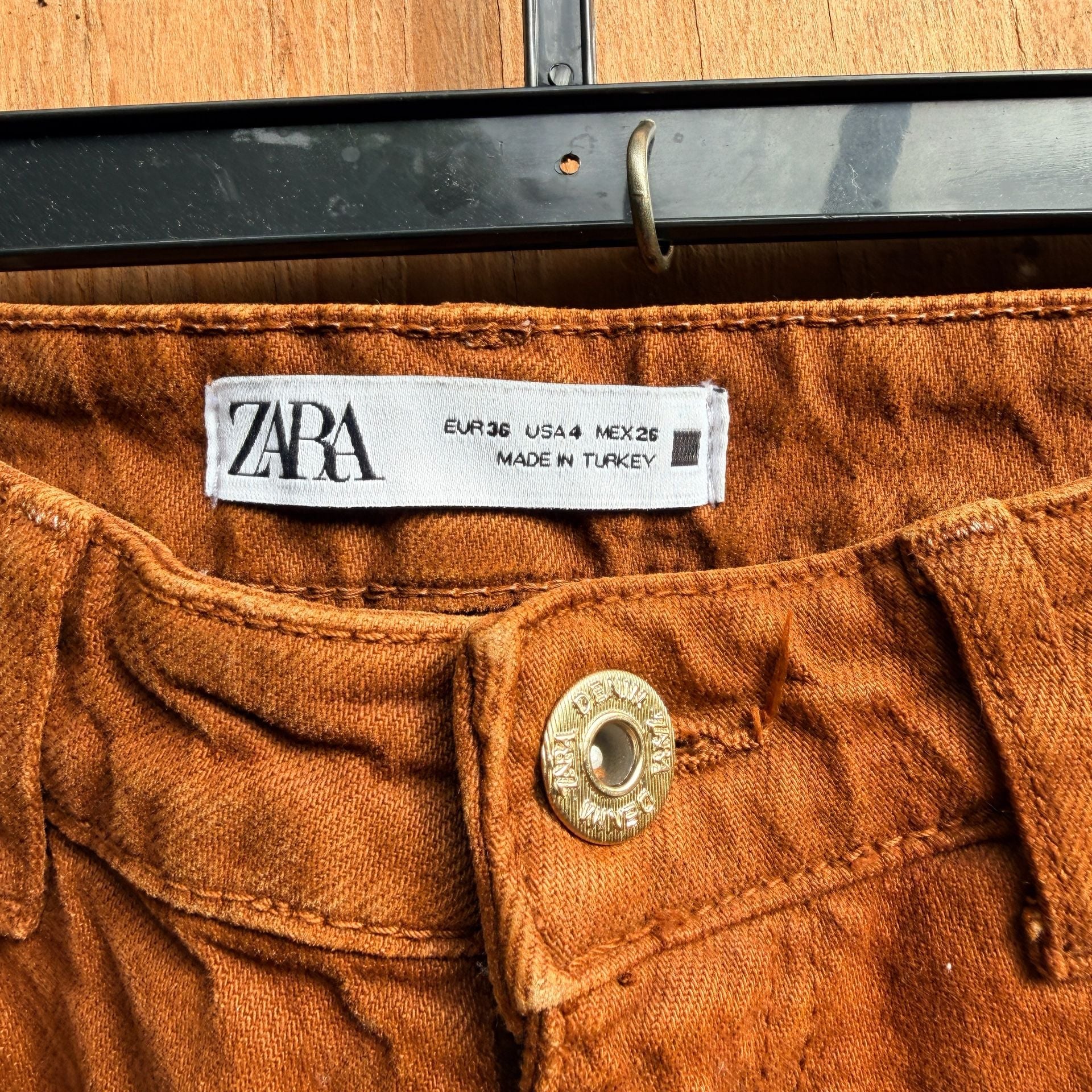Zara Straight Leg Pants Size 4 Orange Denim 5