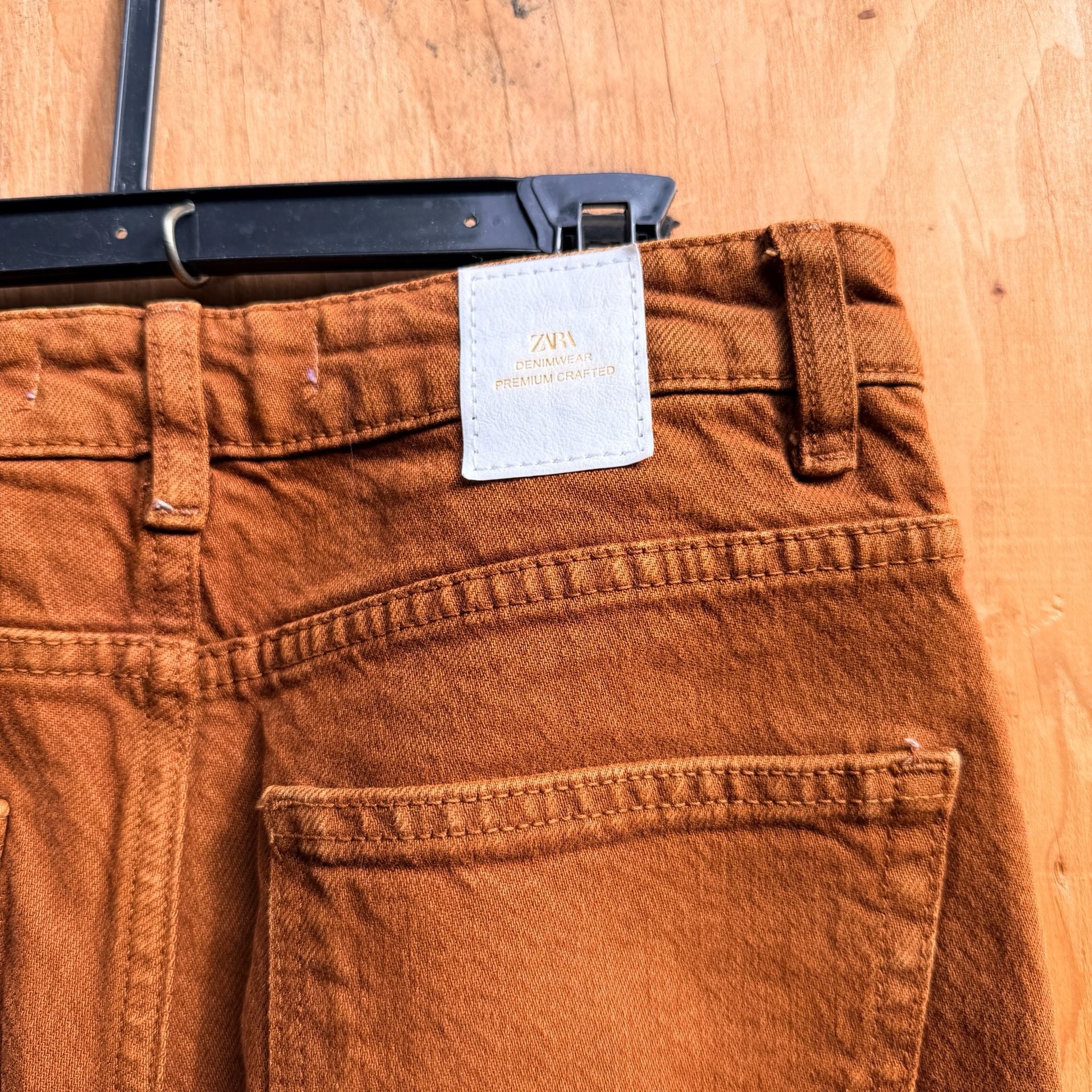 Zara Straight Leg Pants Size 4 Orange Denim 6