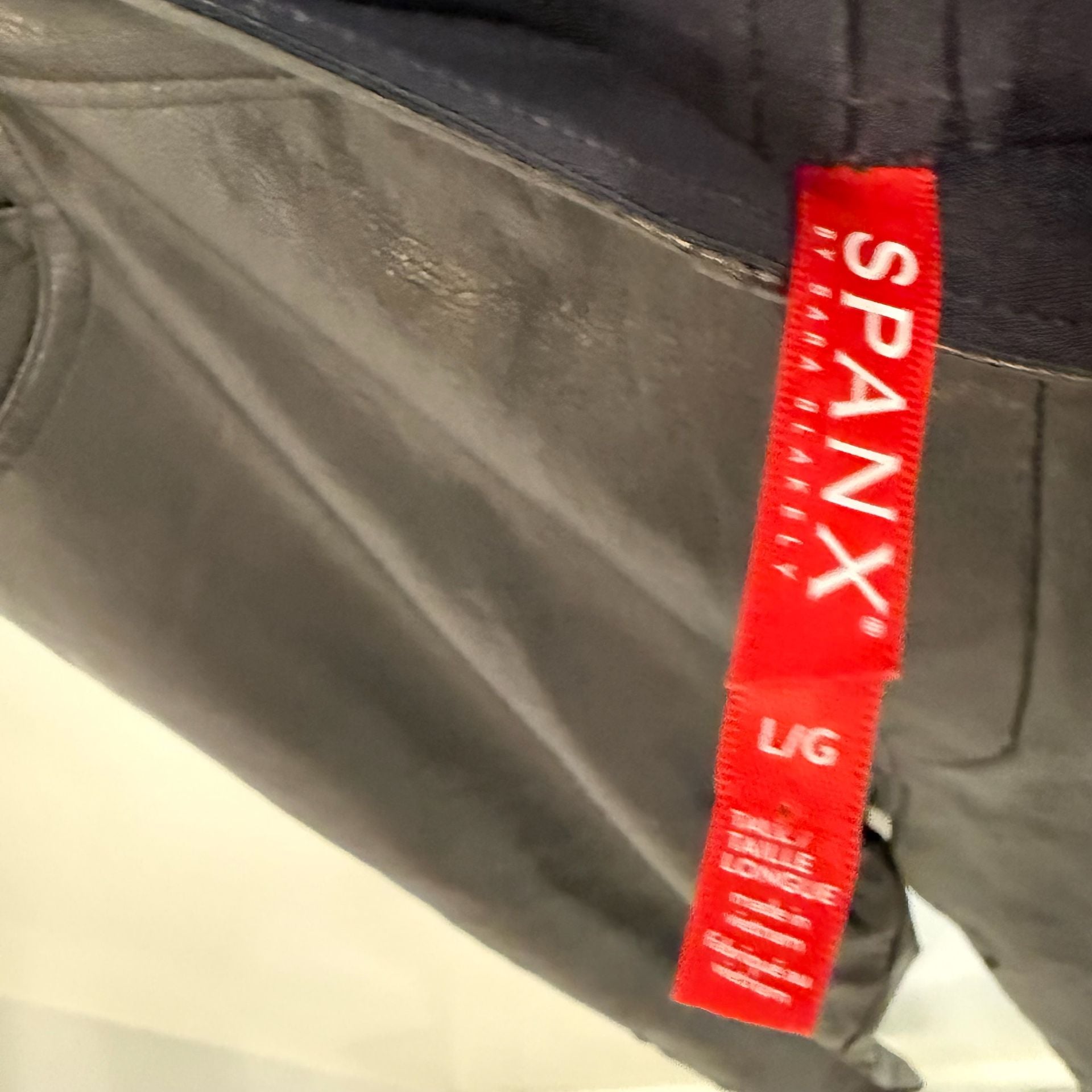 Spanx Faux Leather Skinny Pants Size L Tall Black Pull On 5