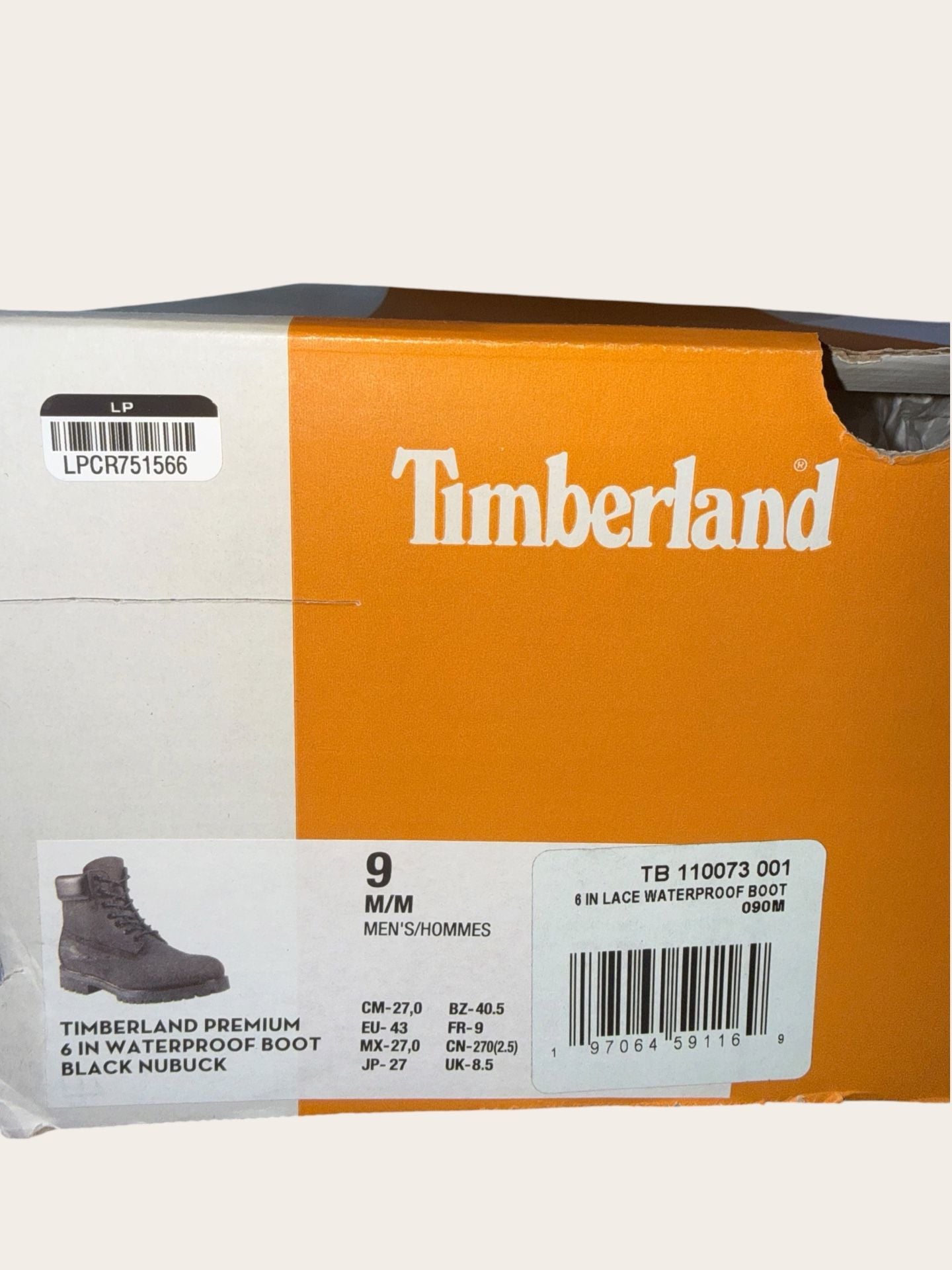 Timberland Premium 6 In Waterproof Boot Size 9 Black Nubuck 4