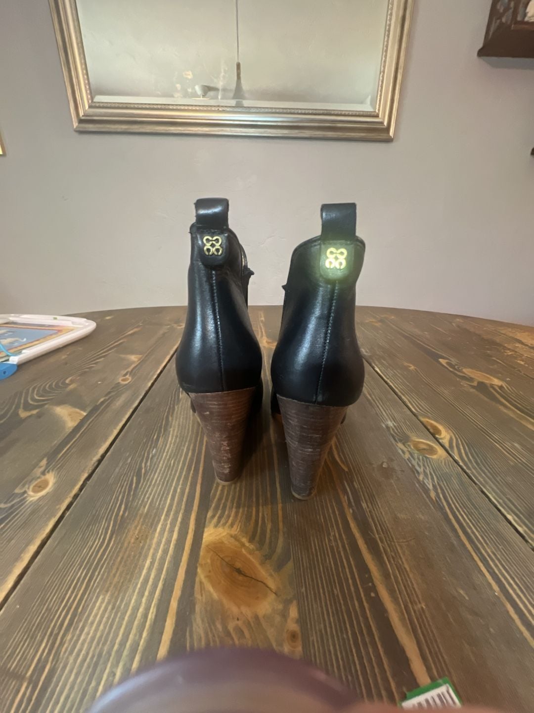 Coach Farrah Wedge Booties Black Leather 6