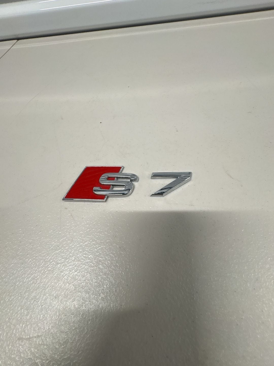 Audi S7 OEM Trunk Emblem Badge Chrome and Red 1