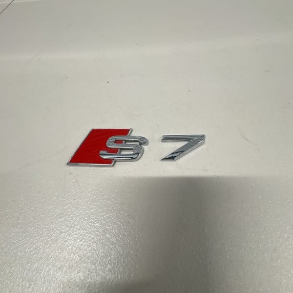 Audi S7 OEM Trunk Emblem Badge Chrome and Red
