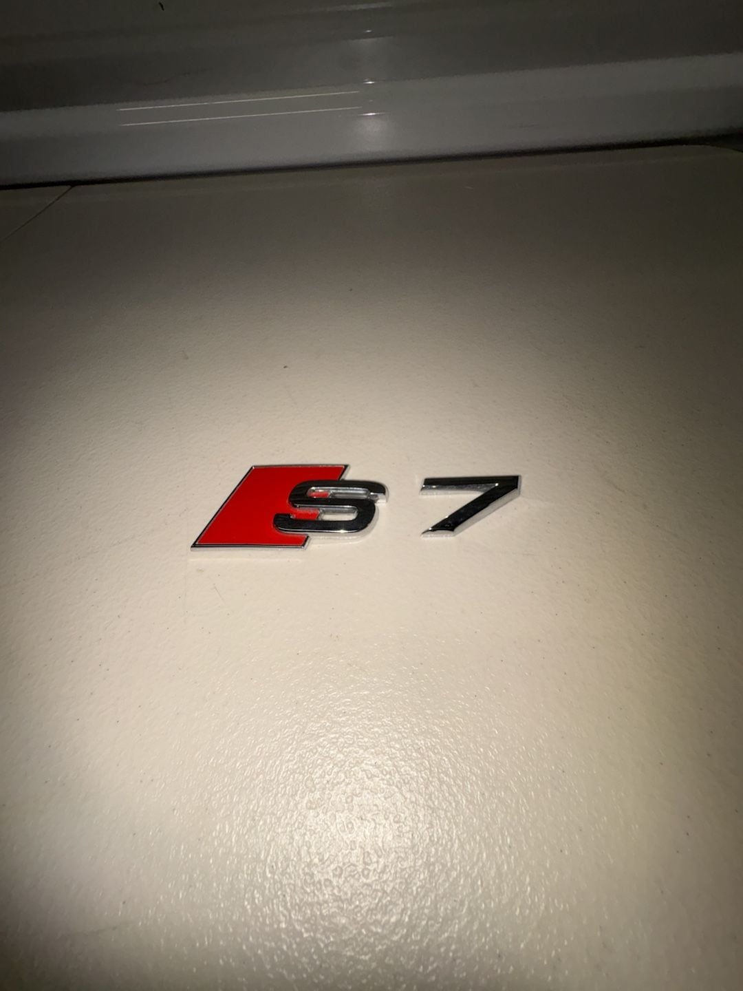 Audi S7 OEM Trunk Emblem Badge Chrome and Red 2