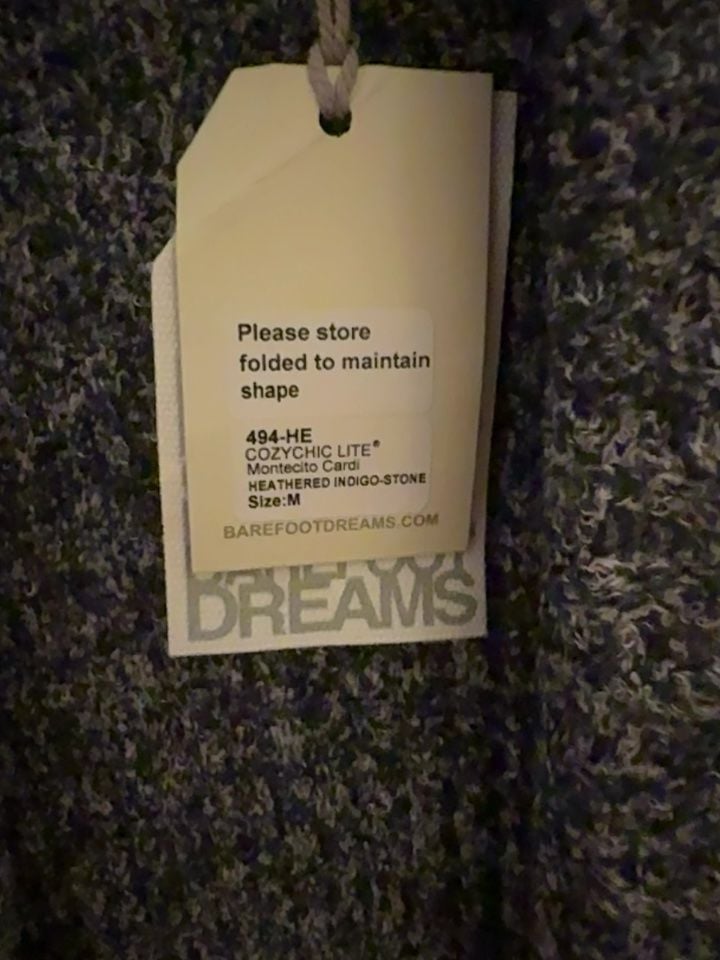 Barefoot Dreams CozyChic Lite Montecito Cardigan Heathered Indigo Stone M NWT 8