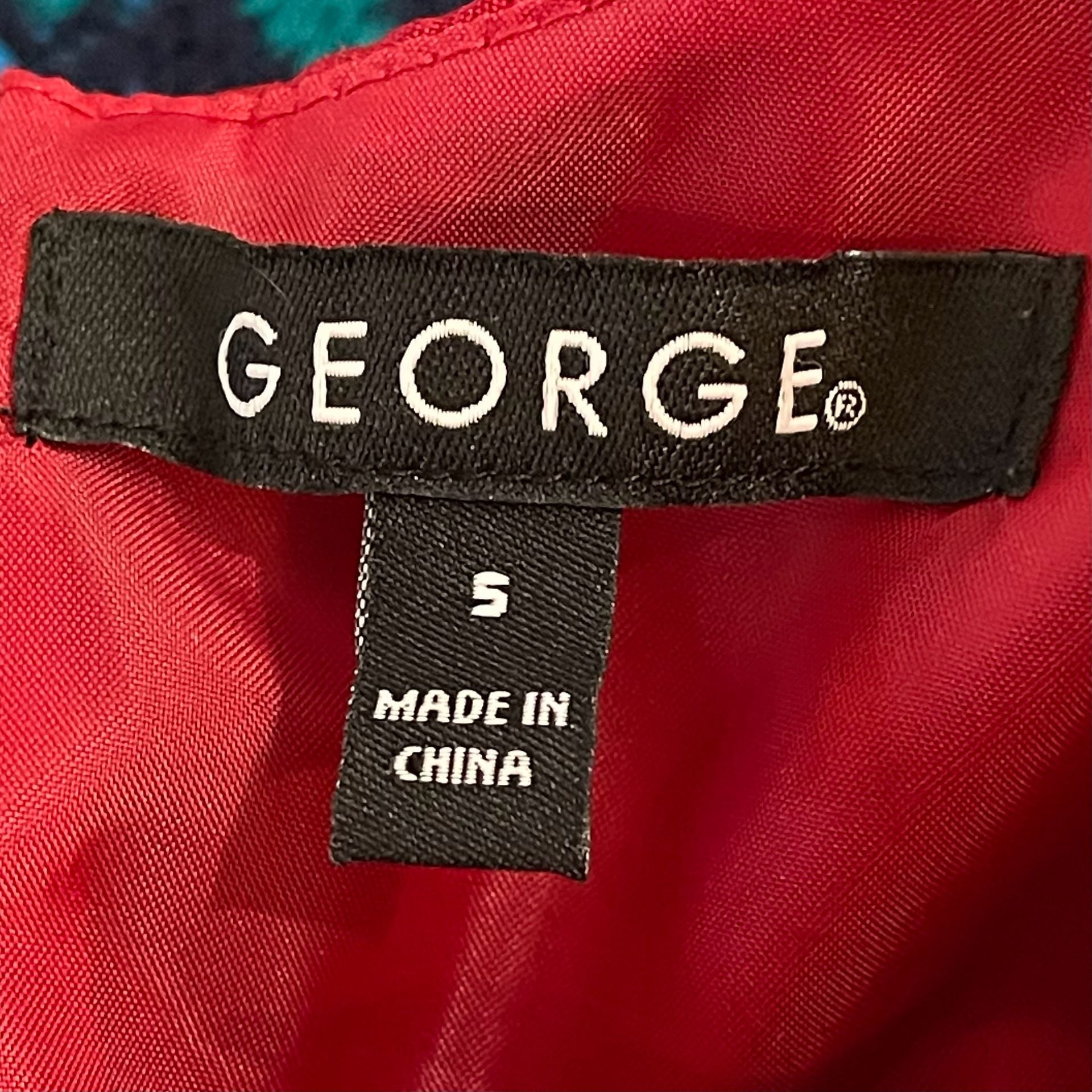George Holiday Dress Size 5 Red Gold Floral Embroidered 5